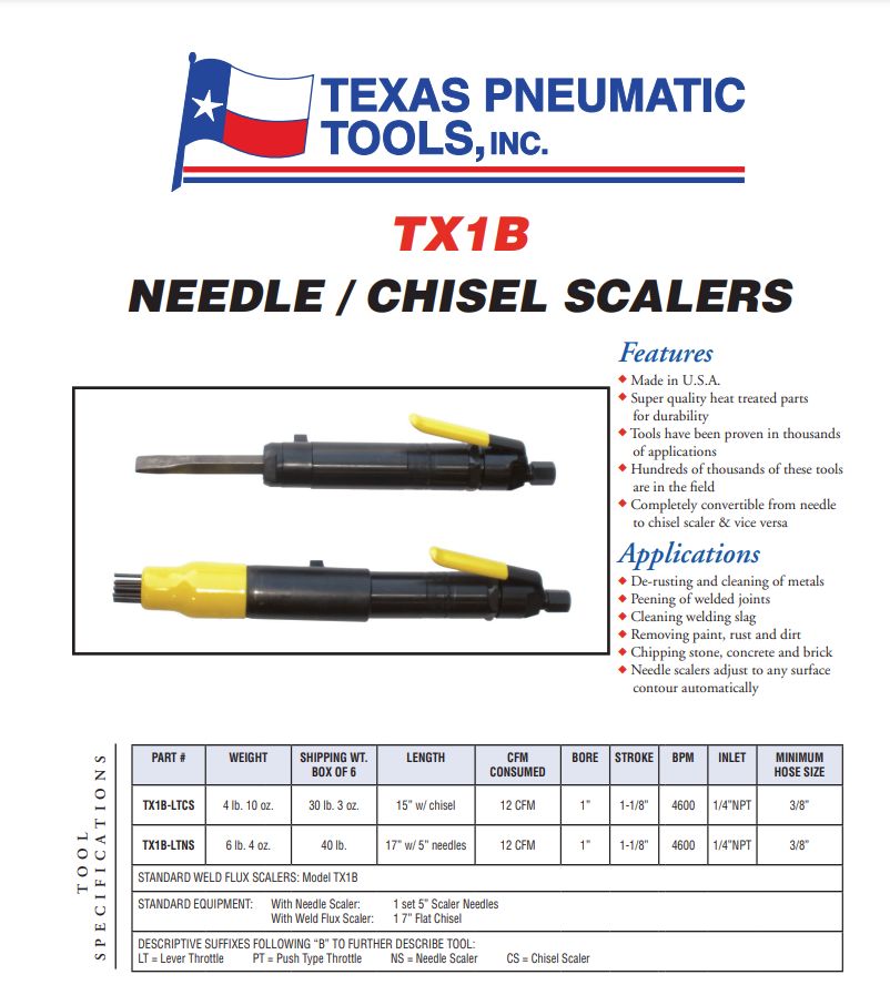 Texas Pneumatic Lever Throttle Needle Scaler