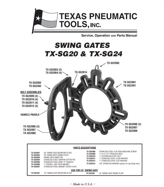Texas Pneumatic 20" Swing Gate