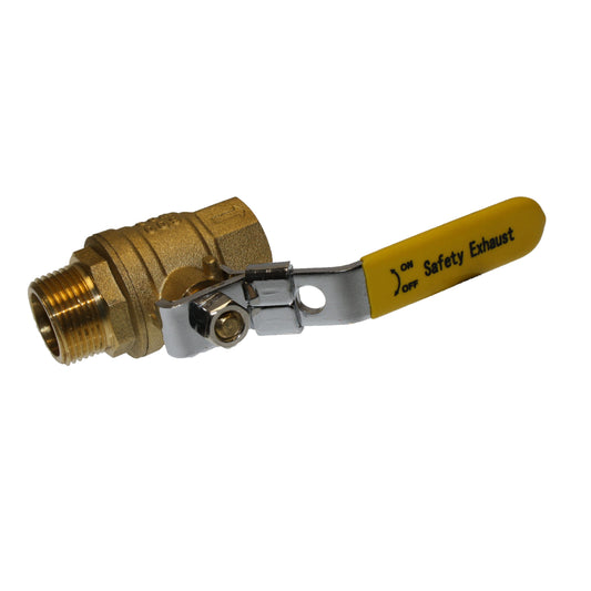 3/4" Safety Auto Exhaust Ball Valve (M x F) (OSHA Approved) with Locking Handle | TX-10028-1 | Official Texas Pneumatic product image